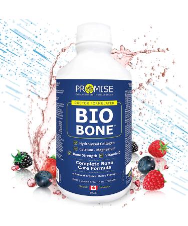 Promise Bio Bone 600ml - Complete Bone Care Formula- Strong Bones and Teeth- Liquid Collagen Calcium Magnesium Vitamin D3 Zinc Boron Silicon- Bone Support Supplement -Tropical Berry Flavor