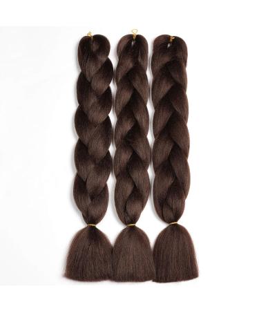 Ombre Jumbo Braids - 24 Inch Kanecalon Hair Extension (Dark Brown #) | Synthetic Braiding Hair 3PCs - Showjarlly - Buy Online on GoSupps.com