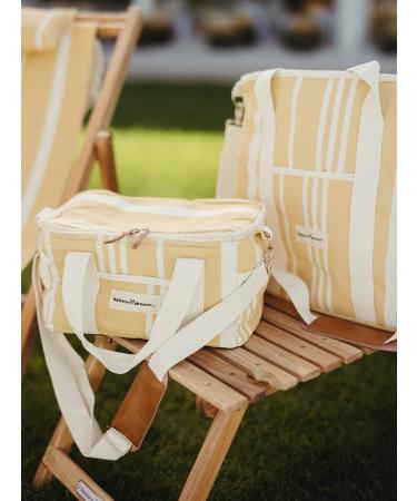 Business & Pleasure Co. Premium Vintage Yellow Striped Cooling Bag | Perfect for Beach Days & Picnics | Keeps Food Fresh & Drinks Cold - 14L Insulated Lunch Bag - Buy Online on GoSupps.com