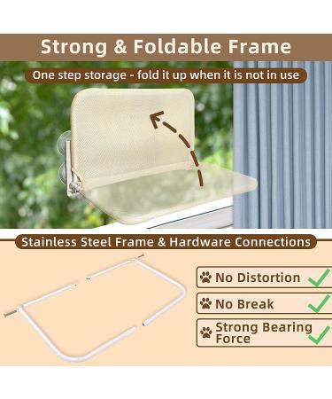 AMOSIJOY Cordless Cat Window Perch with 4 Suction Cups | Solid Metal Frame & 2 Replaceable Covers | Foldable Cat Hammock for Indoor Cats - Buy Online on GoSupps.com