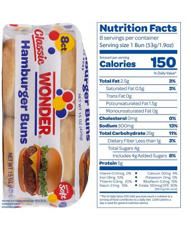 Wonder Bread Classic Hamburger Buns - 15 oz - Soft and Delicious - Buy Online on GoSupps.com