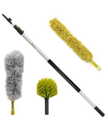 DocaPole 20 Foot Reach Dusting Kit with 5-12 Ft Extension Pole: Includes 3 Duster Attachments for Cobwebs, Ceiling Fans, and Other High-Reach Items 4 Piece Set