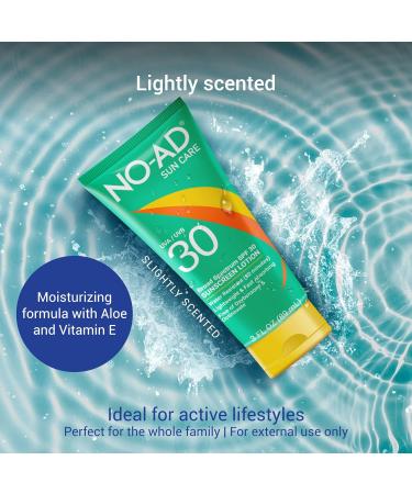 NO-AD SPF 30 Sunscreen Lotion | Broad Spectrum UVA/UVB Protection | Water Resistant | Octinoxate & Oxybenzone Free with moisturizing Vitamin E and Aloe 3oz | Pack of 3 SPF 30 3 FL OZ. Tube 3 Pk. - Buy Online on GoSupps.com