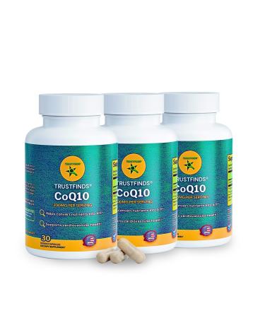 TrustFinds Quick Absorption CoQ10 200mg - Coenzyme Q10 200mg Potent Antioxidant for Heart Energy and Aging Support - High Stability CoQ10 Ubiquinone 30 Veagan Capsules (3)