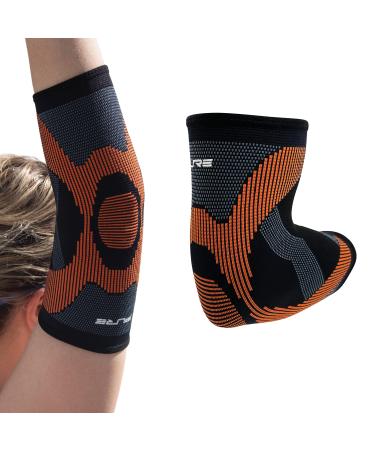 Tennis Elbow Compression Arm Sleeve - Brace for Tendonitis and Tennis Elbow (Large Black-Grey-Orange) Large Black-Grey-Orange