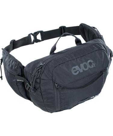 EVOC HIP Pack 3 and Hip Pack Pro 3 hip pocket for bike tours for bike tours & trails (3L capacity airflow contact system Airo Flex-H ftGurt Venti flap system hip belt pockets bottle holder) hip pack 3 incl. 1.5l drinking bubble black
