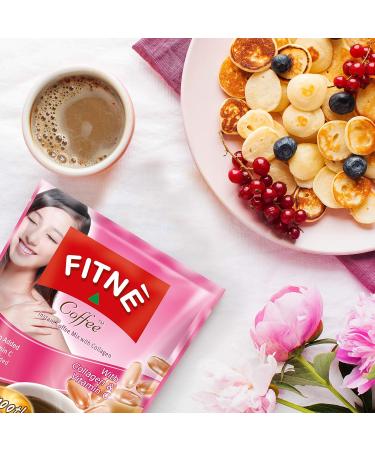 FITNE Instant 3 In 1 Coffee Packets Mix With Natural Hydrolyzed Collagen Vitamin C Smooth Blend Tasty Aromatic No Sugar Sucralose Sweetener 30 Sticks Collagen & Vitamin C 15 g (Pack of 30) - Buy Online on GoSupps.com