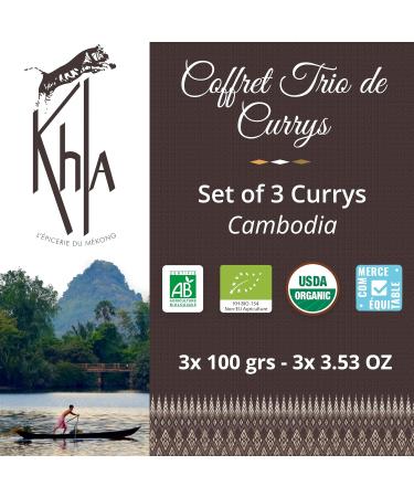 Khla - Organic Curry Trio Box - Yellow Curry Black Curry & Detox Green Curry - Powder Tubes 3x 100g - Gift Idea Box - - Buy Online on GoSupps.com