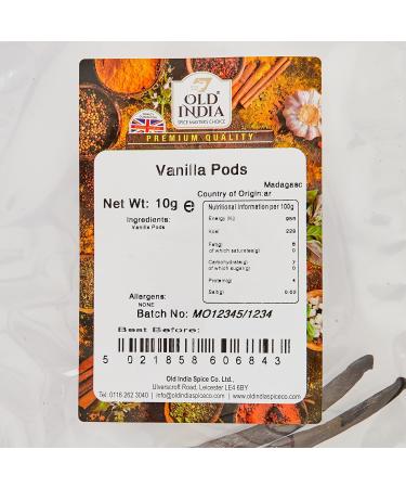Old India Vanilla Pods x2 10g - Premium Grade Aromatic Whole Vanilla Beans - Buy Online on GoSupps.com