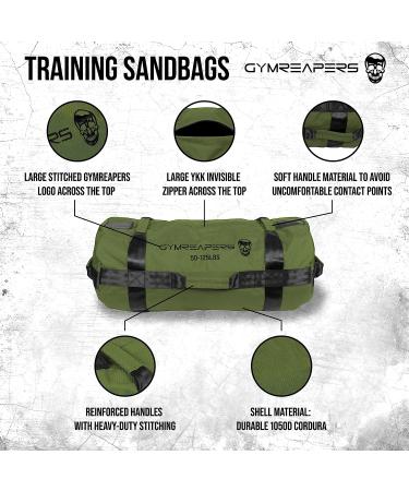 Gymreapers Strength Training Sandbags - Heavy Duty Workout Equipment for Home & Cross Training | Military Conditioning Exercises - OD Green (50-125 lbs) - Buy Online on GoSupps.com