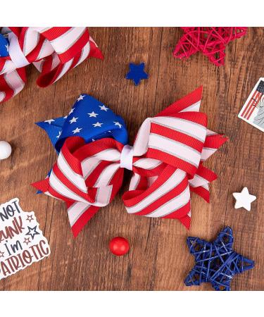 Whaline Jumbo 4th of July Bow Hair Clips - American Flag Barrette for Girls and Women - Patriotic Stars and Stripes Hair Accessories - Independence Day Memorial Day - 2Pcs - Buy Online on GoSupps.com