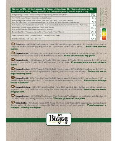 Buy Biojoy ORGANIC Madagascar Bourbon Vanilla Pods (10 Pieces) - Premium Quality 13-15 cm - Ideal for Baking & Flavoring - Buy Online on GoSupps.com