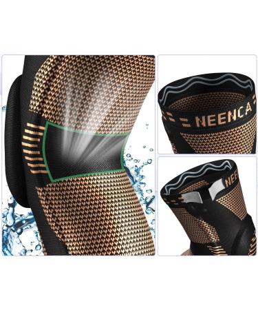 NEENCA Professional Knee Brace Knee Compression Sleeve Support for Men Women with Patella Gel Pads & Side Stabilizers Medical Grade Knee Pads for Running Meniscus Tear ACL Arthritis Joint Pain Relief XL Copper - Buy Online on GoSupps.com