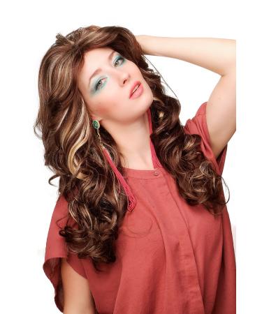 WIG ME UP - WL-3010-6H24B ladies wig Star Diva brown blonde streaked long wavy voluminous 55 cm