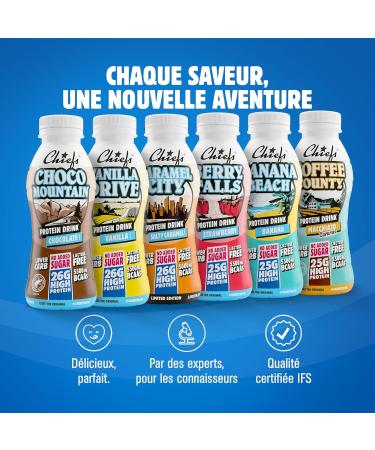 Chiefs Milk Protein Drink avec 25 g de prot ines et BCAA Shake riche en prot ines et faible en glucides sans lactose et sans sucres ajout s 8 x 330 ml (Berry Falls) - Buy Online on GoSupps.com