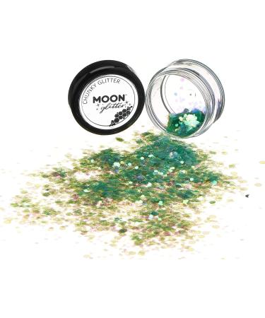 Moon Glitter Iridescent Chunky Green Glitter - 3g - Cosmetic Festival Makeup for Face, Body, Nails, Hair & Lips - Buy Online on GoSupps.com
