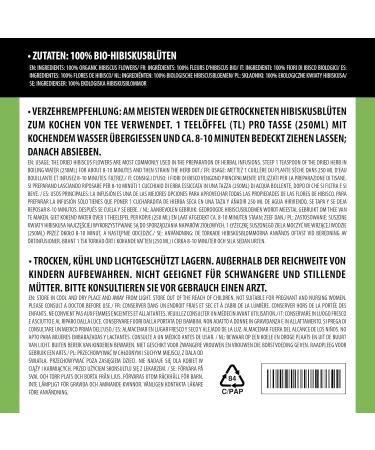 Organic hibiscus tea (250g 8.8oz) organic hibiscus blossoms hibiscus blossoms hibiscus blossoms tea gently dried from controlled organic cultivation laboratory-tested vegan 250 GR (8.8oz) - Buy Online on GoSupps.com
