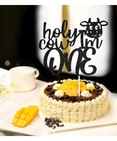 Black Glitter Holy Cow I'm One Cake Topper Cow Cake Topper Holy Cow I'm One Birthday Decorations First Birthday Cake Topper Cow Theme One Year Old Birthday Party Decorations Supplies - Buy Online on GoSupps.com