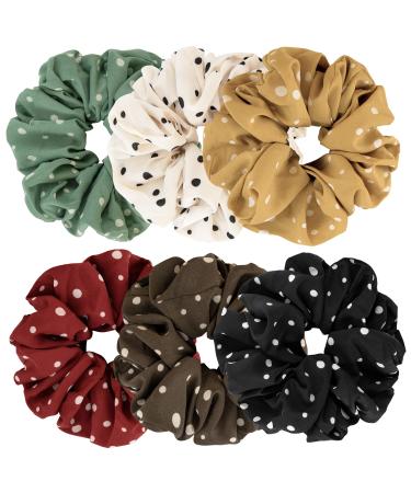 YOHAMA 6.3 Inch Big Hair Scrunchies Oversized Wave Point Scrunchy Hair Ties for Girls Fashion Elastic Bands Women Soft Ponytail Holder Fashion Accessories Decoration Bun Nice Gifts.(6 pcs) 6.3 Inch (6 Count) B-Classical ...