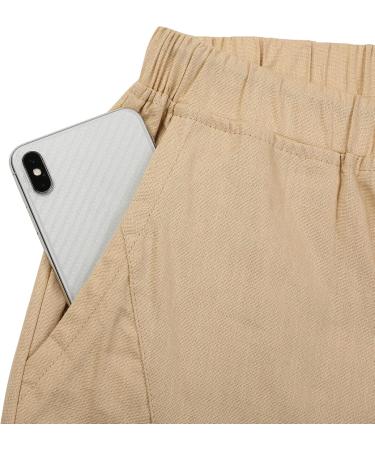 AUDATE Men's Cotton Linen Harem Pants - Casual Elastic Waist Beach & Yoga Pants in Khaki - International Shipping Available - Buy Online on GoSupps.com
