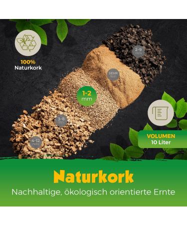 10 Liters Fine Cork Granulate (1-2 mm) - Ideal Terrarium Substrate for Reptiles & Model Building | International Shipping - Buy Online on GoSupps.com