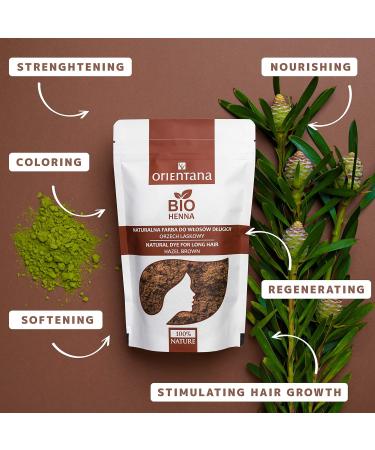 Orientana Bio Henna Hair Color - Hazelnut | 100% Vegan Organic Powder for Long Hair | Permanent Brown Plant Color - 100g (1 Pack) - Buy Online on GoSupps.com