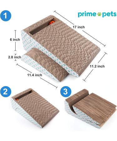 PrimePets 2-in-1 Cat Scratcher Cardboard with Ball | Removable Cat Scratching Pad | Corrugated Scratch Lounge Sofa Refill | Catnip Included - Buy Online on GoSupps.com