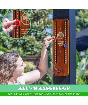 GoSports Hook 21 Ceiling Mount Ring Swing Game - Indoor/Outdoor Play - Blue/Gray/Natural/Red Brown Stained - Buy Online on GoSupps.com