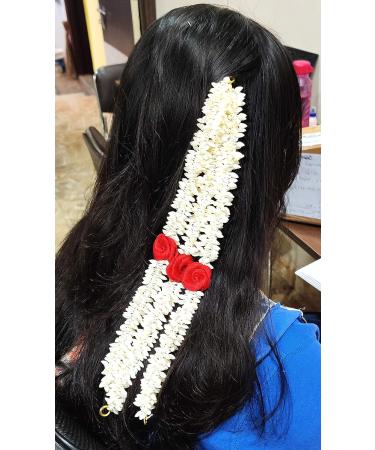 Pretty Charming Artificial Hair Gajra - Set of 6 (3 Red & 3 White) - Buy Online on GoSupps.com
