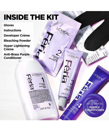 L'Oreal Paris Hyper Platinum Bleach & Anti-Brass Purple Conditioner 4.3oz - Hair Lightening System - Buy Online on GoSupps.com