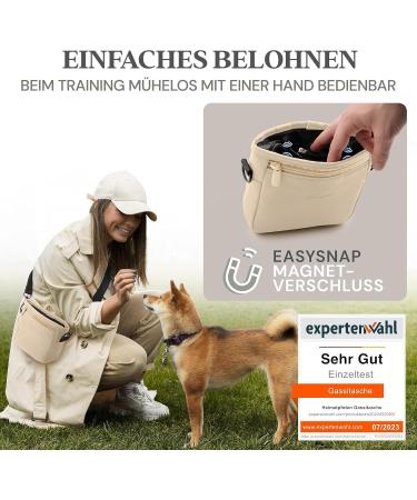 Heimatpfoten Dog Food Bag - Stylish Imitation Leather Walking Bag with Magnetic Closure | S Caramel - Perfect Dog Treat Holder for Travel - Buy Online on GoSupps.com