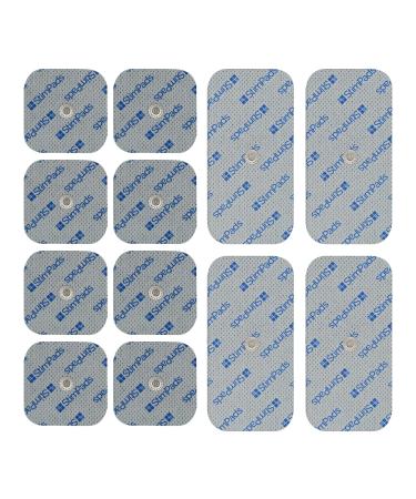 Stimpads EMS electrodes Compatible with Compex devices Mix 12-pack 50x50 and 50x100mm with a single 3.75mm Easy Snap Certified medical product from Motron NV