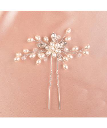 Deniferymakeup 1pc Pearl Rose Gold Hair Pins Boho Hair Piece Set Special Occasion Vintage Hair Accessories for Wedding Brides Women and Girls (Silver) - Buy Online on GoSupps.com
