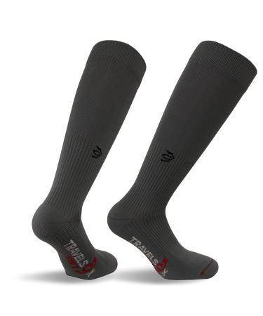 Travelsox Men's Patented Graduated Compression Travel & Dress Patented Graduated Compression for Travel and Dress M Grey