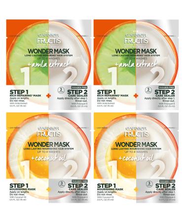 Garnier Hair Care Fructis Wonder Mask Coconut Oil & Amla Extract Multi-Pack 4 Count