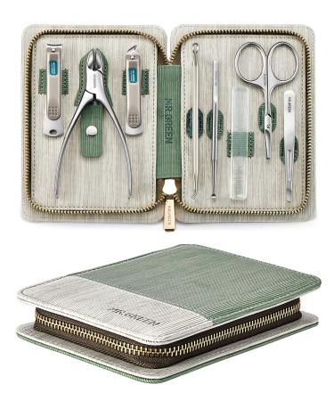 MR.GREEN Manicure Set 8 in 1 Professional Pedicure kit Stainless Steel Manicure Kit Portable Travel Grooming Kit Nail Care Tools Nail Clippers Pedicure Tools Green 8 Pcs