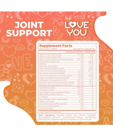 Love You Joint Support Supplement for Relief - Glucosamine, Chondroitin, MSM & Turmeric - Supports Mobility & Flexibility (Bones, Back, Knees, Hands), 90 Tablets, 45-Day Supply - Made in USA - Buy Online on GoSupps.com