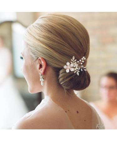 Wedding Hair Clip Fanvoes Hair Accessories Pieces for Brides Bridal Rose Gold Vintage Headpiece Barrette Decorations Jewelry Handmade Flower Ivory Pearl Rhinestone Crystal for Women Girls Bridesmaid - Buy Online on GoSupps.com