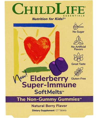 ChildLife Elderberry Super-Immune SoftMelts - Natural Berry Flavor - 27 Tablets for Kids' Health - Buy Online on GoSupps.com