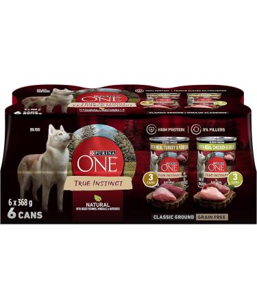 Purina ONE Classic Ground True Instinct Wet Dog Food Beef & Bison - 368 g Can (12 Pack) & Classic Ground True Instinct Wet Dog Food Variety Pack 2 Flavours - 368 g Can (6 Pack) PET_FOOD + PET_FOOD 00055800414380 - Buy Online on GoSupps.com