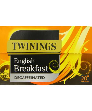 Twinings English Breakfast Decaffeinated Tea Bags 4 Boxes of 20 Individually Wrapped Enveloped Tea Bags English Breakfast 80