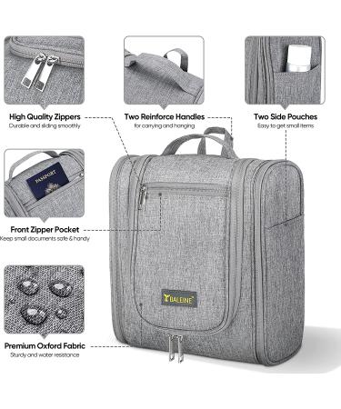 Baleine Water-Resistant Toiletry Bag for Women and Men - Large Gray Makeup Organizer with Hanging Hook - Buy Online on GoSupps.com
