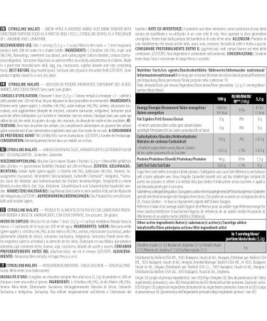 BioTechUSA Citrulline Malate powder Essential amino acid for athletes Sugar Free Gluten Free 300g Green Apple Green apple 300 g 1er Pack - Buy Online on GoSupps.com