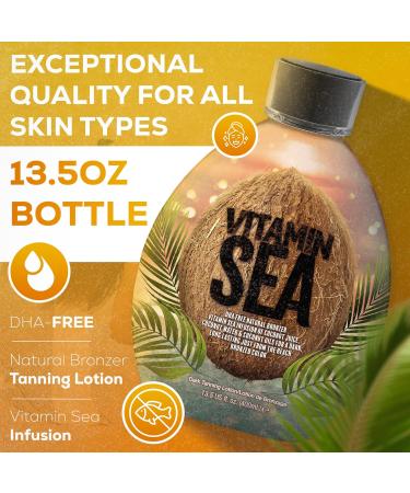 Vitamin Sea Natural Bronzer Tanning Lotion - DHA-Free Coconut Oil Formula for Sensitive Skin | Streak-Free Bronzing Accelerator 13.5oz - Safe for Indoor Tanning Beds - Buy Online on GoSupps.com