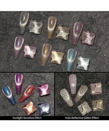 Born Pretty 6Pcs Magnetic Gel Polish Set - Reflective Glitter Auroras Snowlight Cat - LED Gel Nail Art Manicure Kit - Holiday Gift Set - Buy Online on GoSupps.com