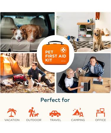 ARCA PET Cat & Dog First Aid Kit - Emergency Pet Travel Kit with Thermometer, Tick Remover & More | Neon Orange - Buy Online on GoSupps.com