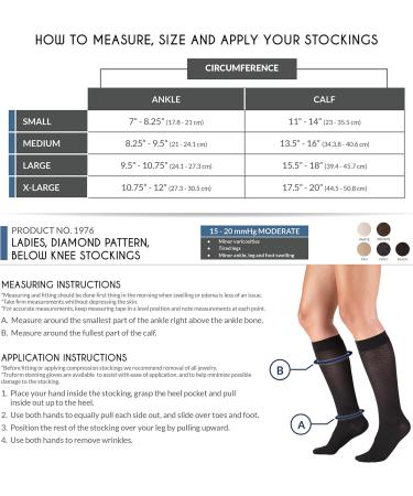 Truform Compression Socks for Women - 15-20 mmHg Knee High Dress Socks Brown Diamond Knit Large (Pack of 2) - International Shipping Available - Buy Online on GoSupps.com