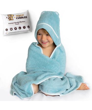 WARM CUDDLES Premium Toddler Towel with Hood | Organic Bamboo Toddler Hooded Bath Towel | Large Hooded Towel for Toddler Newborn Infant Boy Girl | Newborn Towel (Blue)