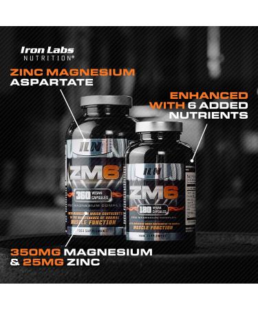 Iron Labs ZM6 3 Month Supply Zinc Magnesium Aspartate Supplement 180 Vegetarian Capsules Magnesium and zinc Supplements for Men & Women 180 Count (Pack of 1) - Buy Online on GoSupps.com