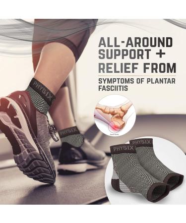 Physix Gear Plantar Fasciitis Support Compression Ankle Socks for Men & Women - Best Toeless Arch Compression Foot Sleeve for Achilles Support Heel Spurs Arch Foot & Ankle Swelling L/XL-UK Mens 7.5-12 | Womens 5.5-8.5 1 Pair - Black - Buy Online on GoSupps.com